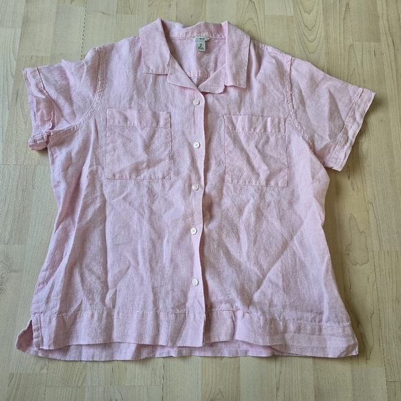 L.L. Bean 100% Linen Button Down Top Size Medium - Picture 2 of 7